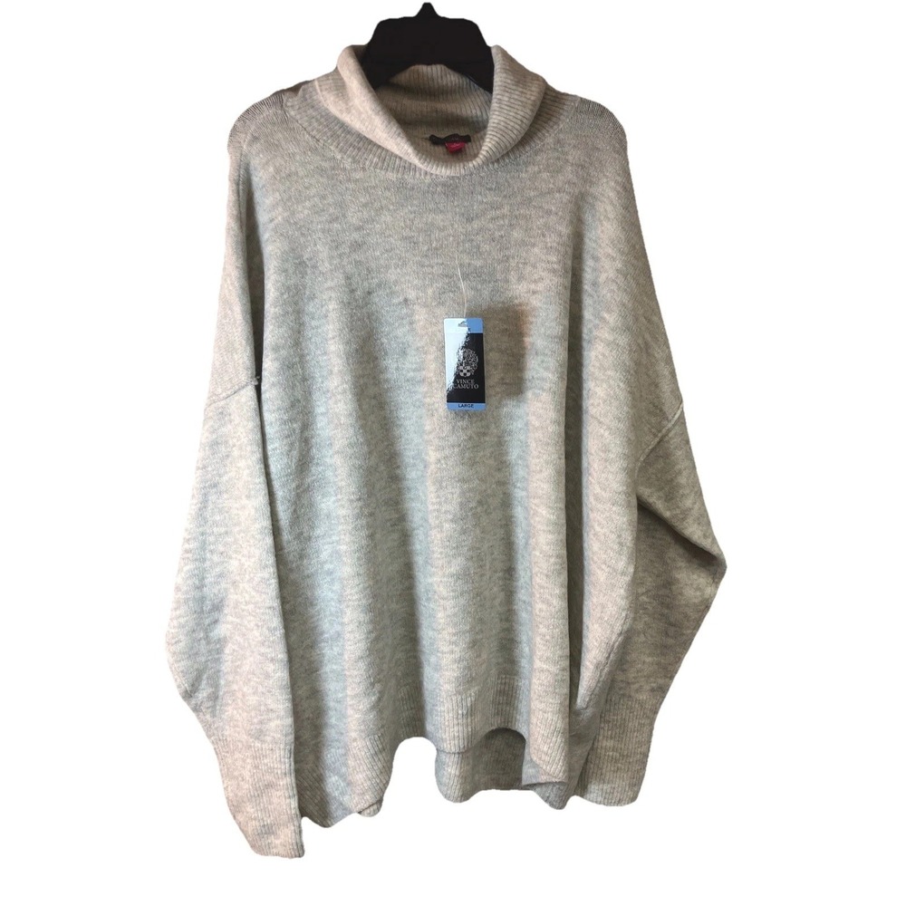 Vince Camuto Sz Large Turtle Neck Sweater Silver Grey Drop Shoulder Womens $79